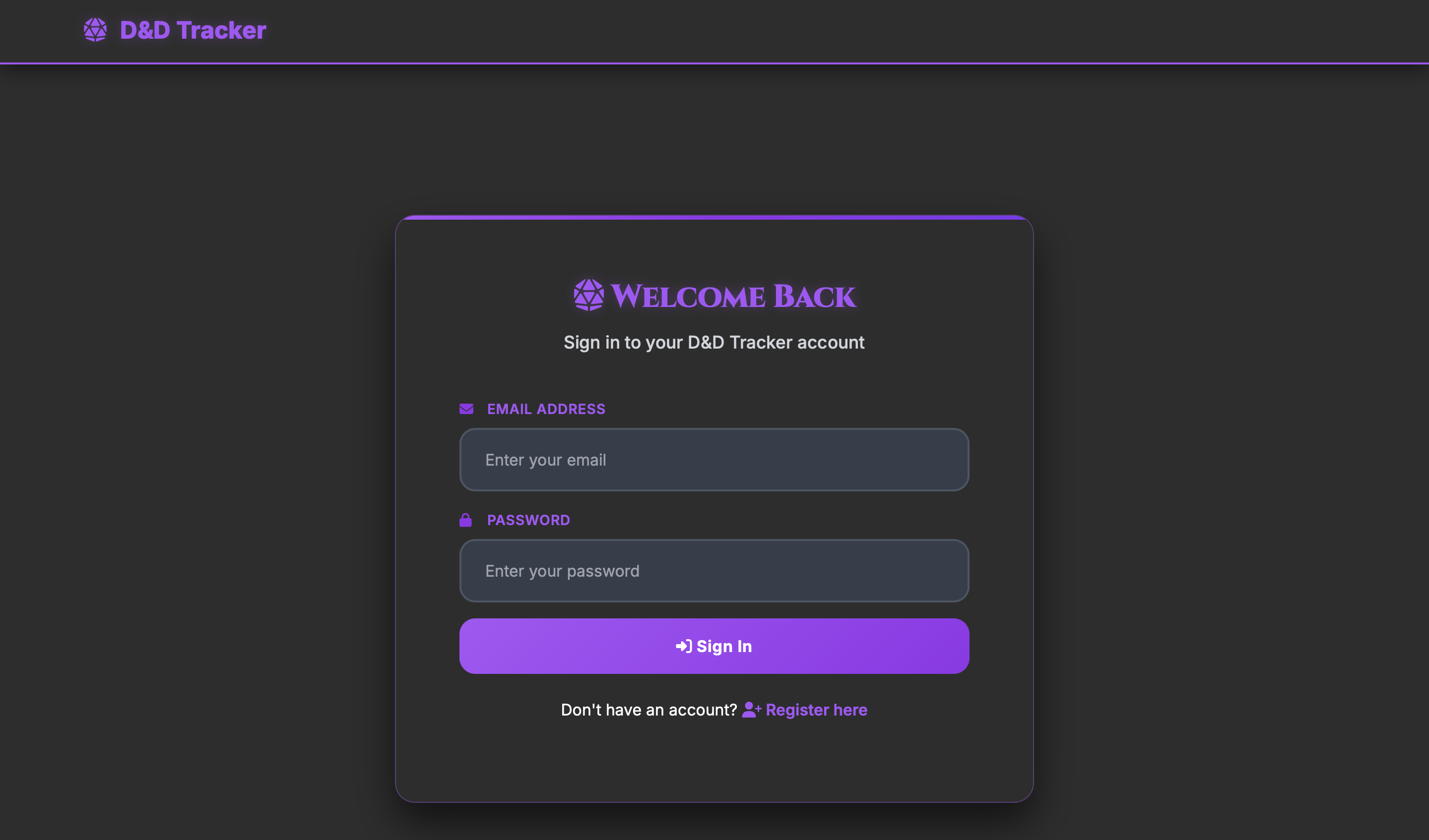 D&D Tracker Application