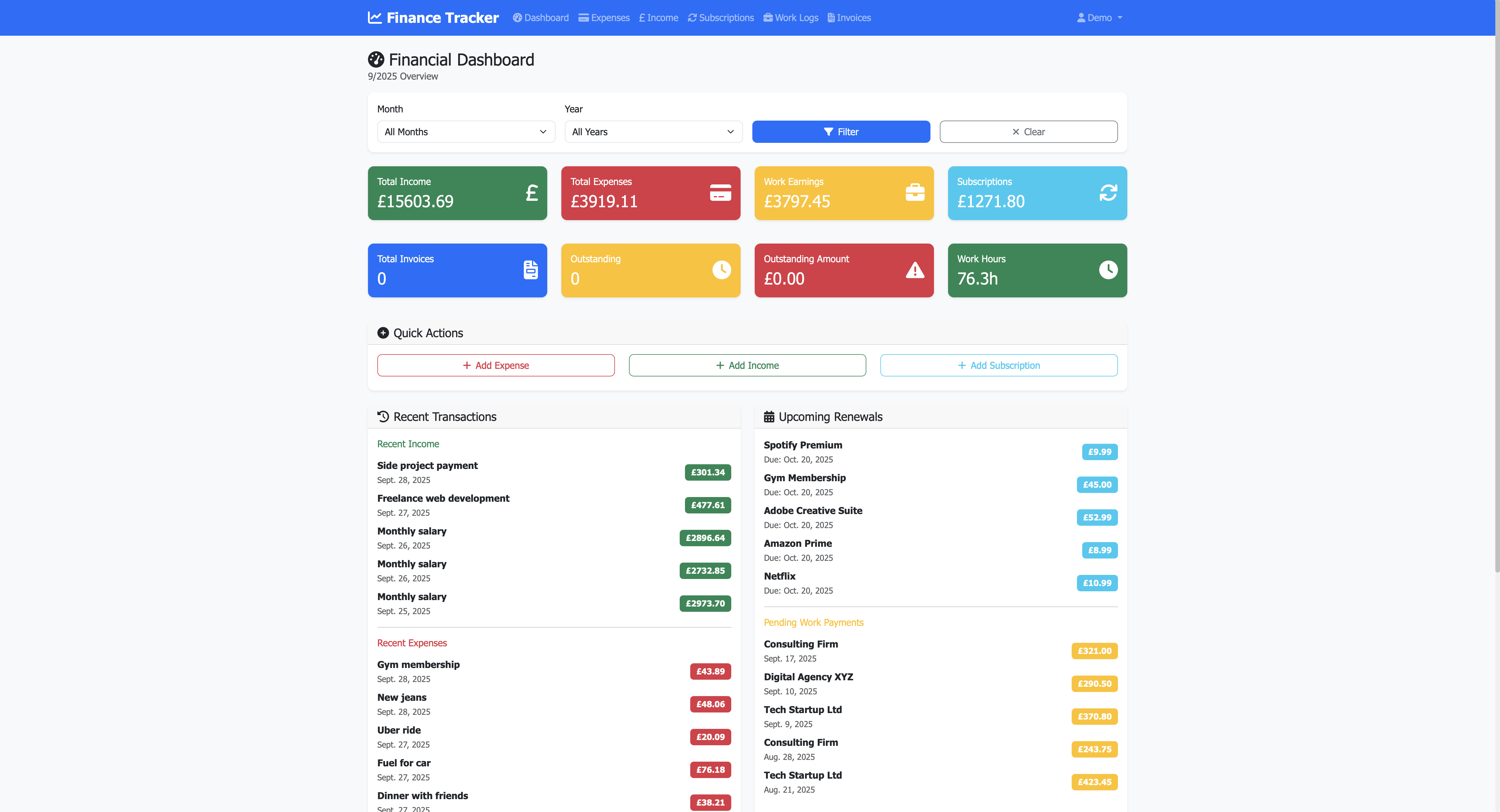 Finance Tracker Application